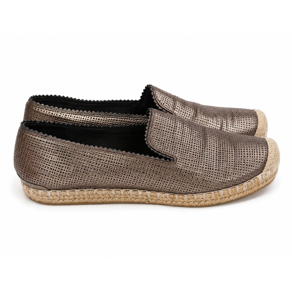 Stuart Weitzman Rockon Metallic Leather Espadrilles Flats Size 6.5 Loafers